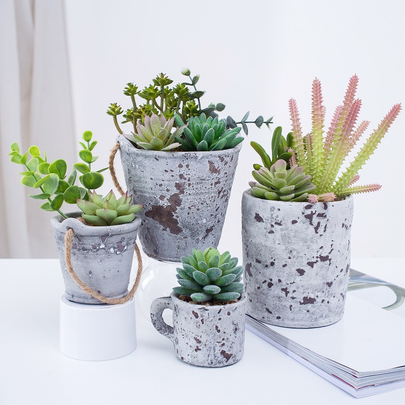 Nyligt designet pottet kunstig succulent plante Succulent i Cement Pot