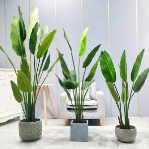 Næstennaturlige kunstige planter Potted Palm Tree Banana Tree Indoor Blade Green Plant Faxu Plant Home Decoration Bonsai Trees
