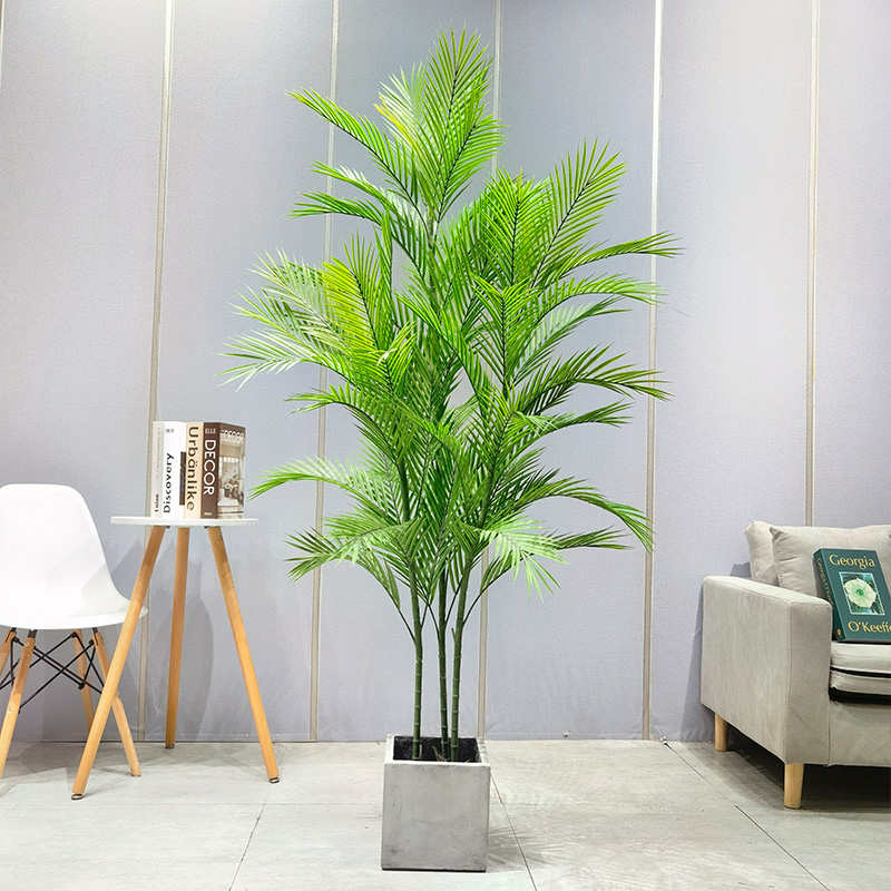 Engrosfabrikspris ARECA Palm Dypsis Lutescens Customizable Artificial Palm Tree med potte